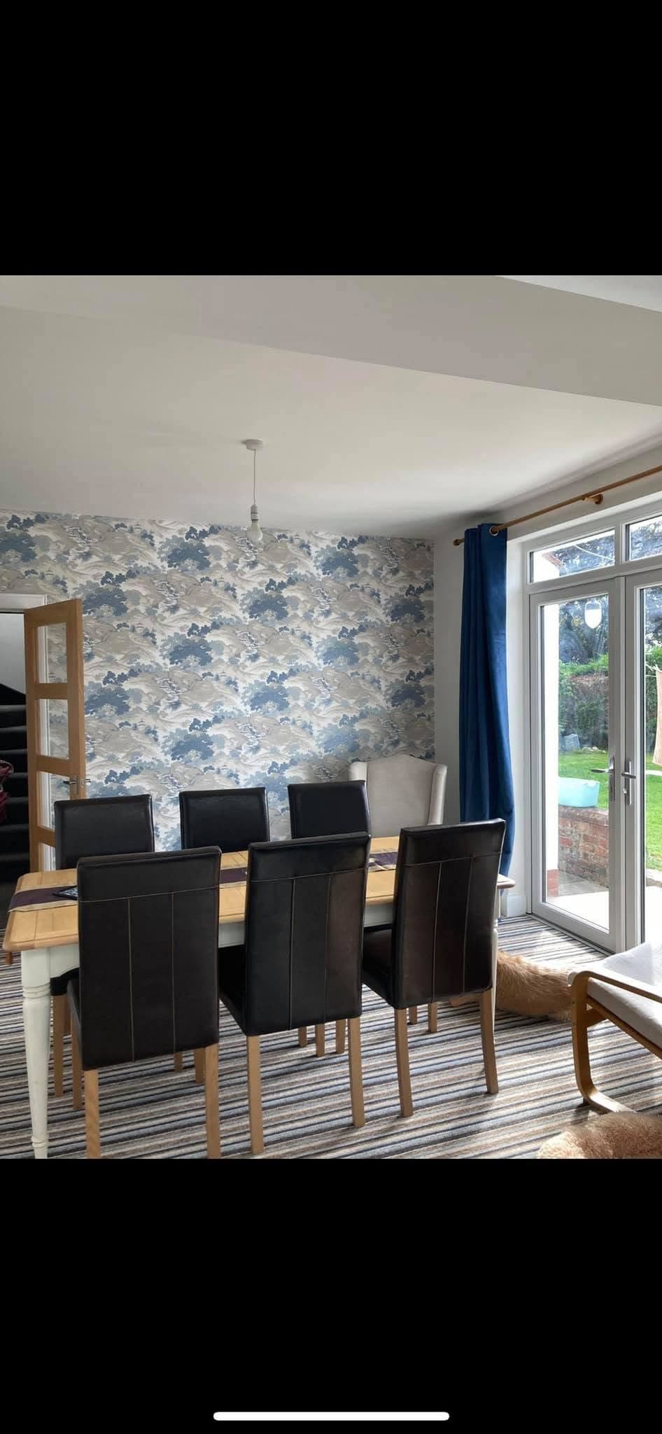 Lining paper hung to smooth walls before decoration